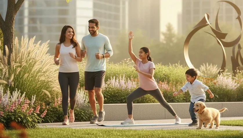 A happy, active family or individual outdoors